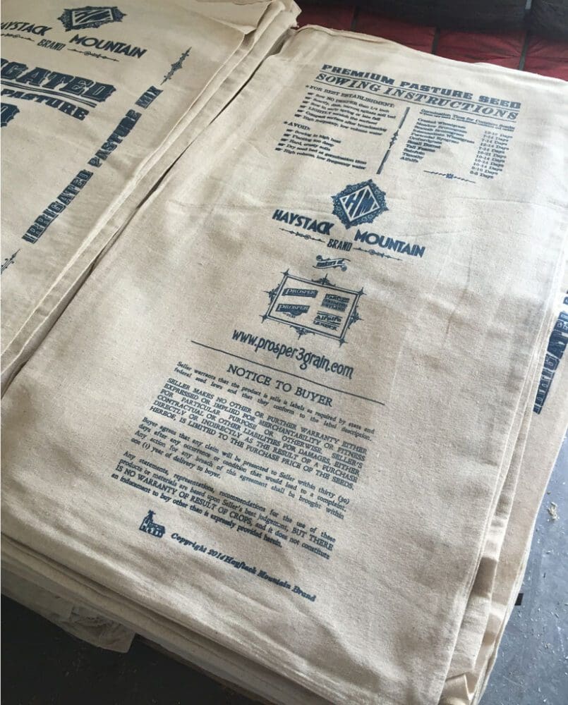 Irrigated Pasture Mix cotton bags