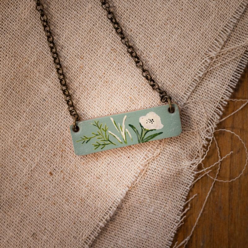 White Poppy Bar Necklace