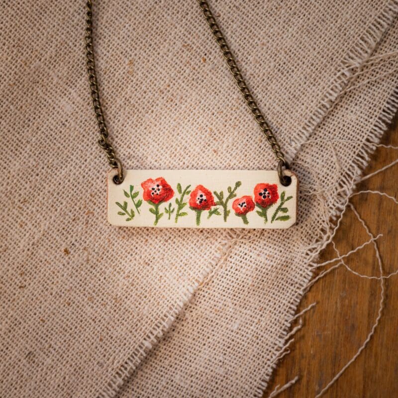 Red Poppy Bar Necklace