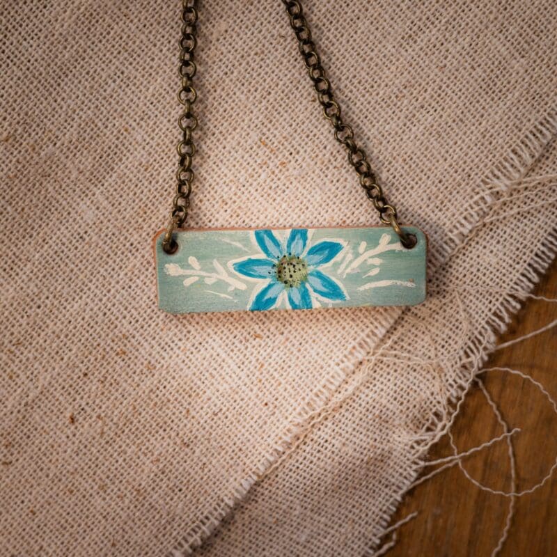 Blue Daisy Bar Necklace