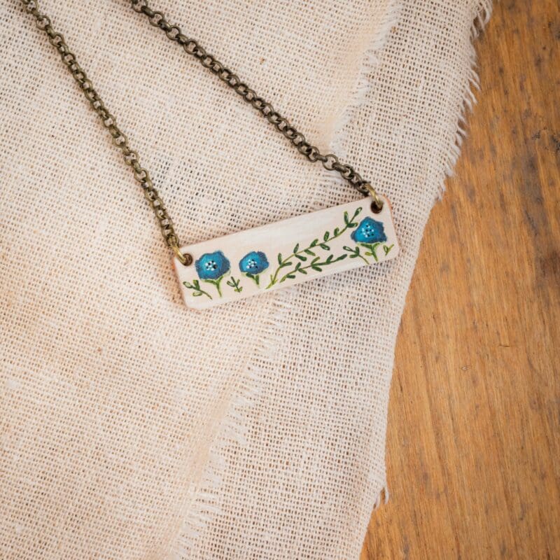 Blue Flax Bar Necklace